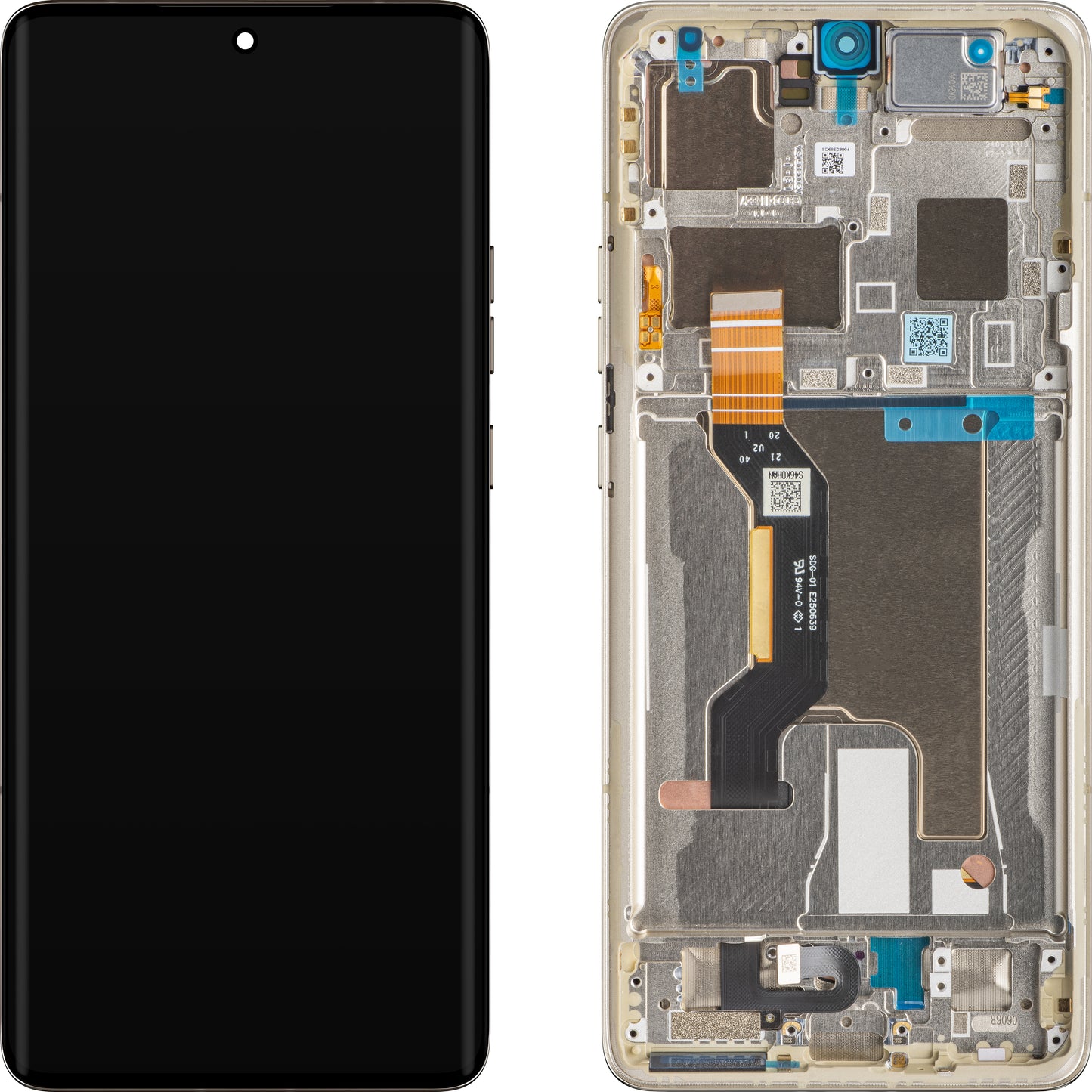 Touchscreen-Display Motorola Edge 50 Ultra, mit Rahmen, Beige (Nordic Wood), Service Pack 5D68C24484