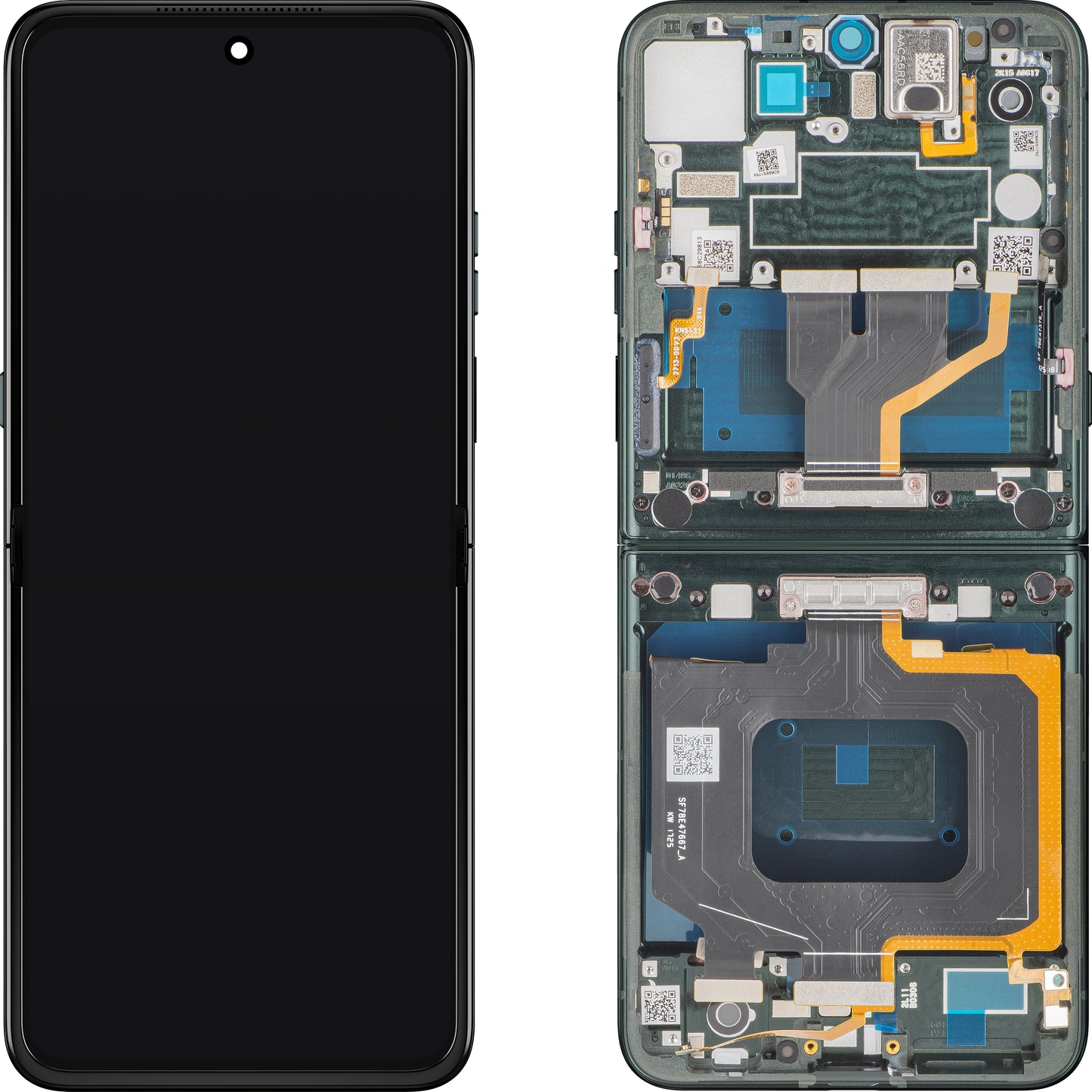Motorola Razr 60 Ultra Display with Touchscreen, Frame, Under Inner, Green (Pantone Scarab), Service Pack 5D68C30088