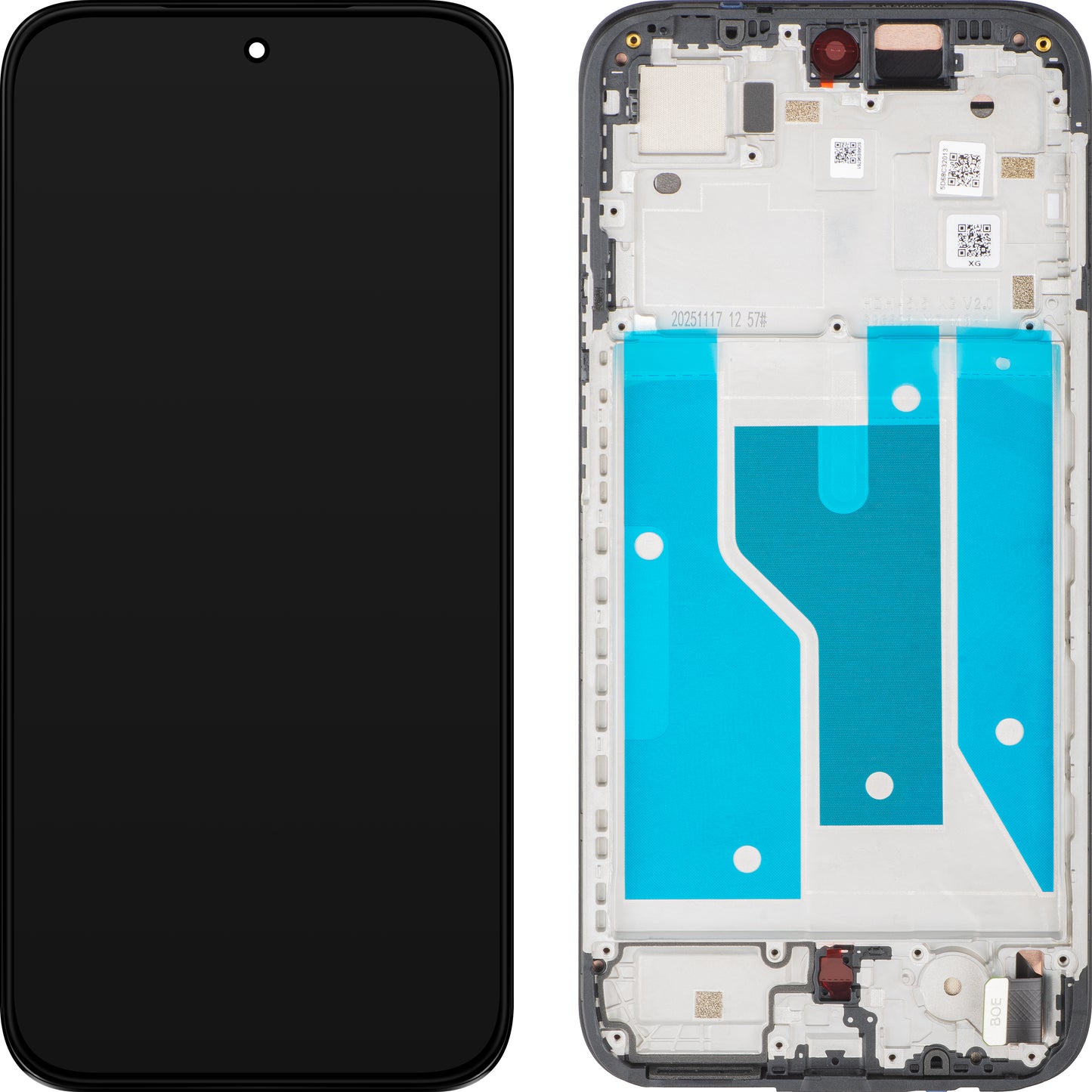 Touchscreen-Display Motorola Moto G77 / G67, mit Rahmen, Schwarz (Pantone Black Olive), Swap 5D68C32013