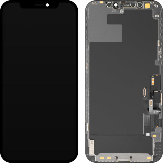 Display mit MP-Touchscreen kompatibel mit Apple iPhone 12 / 12 Pro, mit Rahmen, OLED-Diagnoseversion, Schwarz