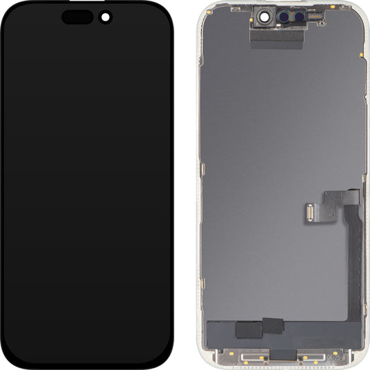 Display mit MP Touchscreen kompatibel mit Apple iPhone 16 Pro, mit Rahmen, OLED FHD Diagnostic Version, Schwarz