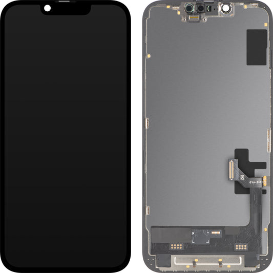MP Touchscreen-Display kompatibel mit Apple iPhone 17e / 16e, mit Rahmen, Soft OLED FHD 120Hz IC Movable Version, Schwarz