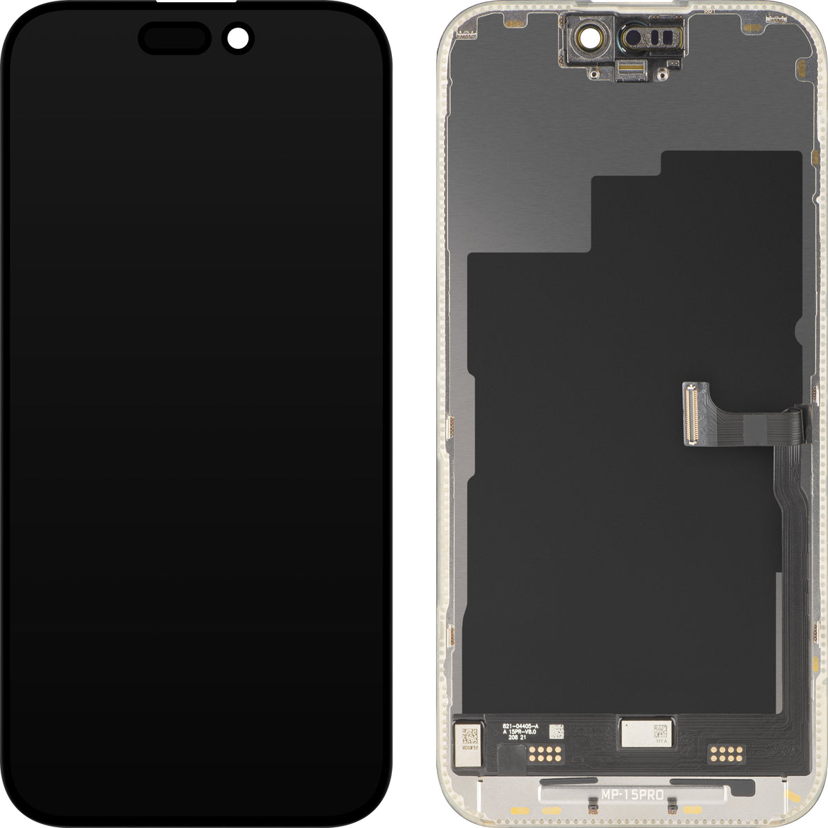 MP Touchscreen-Display kompatibel mit Apple iPhone 15 Pro, mit Rahmen, Premium Soft OLED FHD 120Hz Diagnostic Version, Schwarz