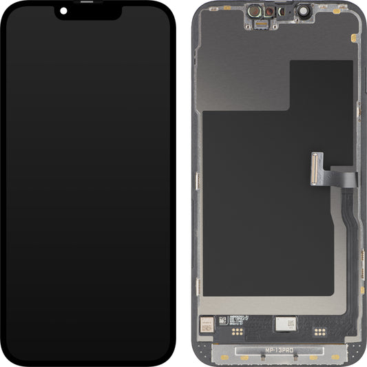 MP Touchscreen-Display kompatibel mit Apple iPhone 13 Pro, mit Rahmen, Premium Soft OLED FHD 120Hz Diagnostic Version, Schwarz
