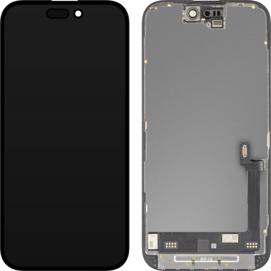 MP Touchscreen Display compatible with Apple iPhone 16, with Frame, Premium Soft OLED FHD 120Hz Diagnostic Version, Black
