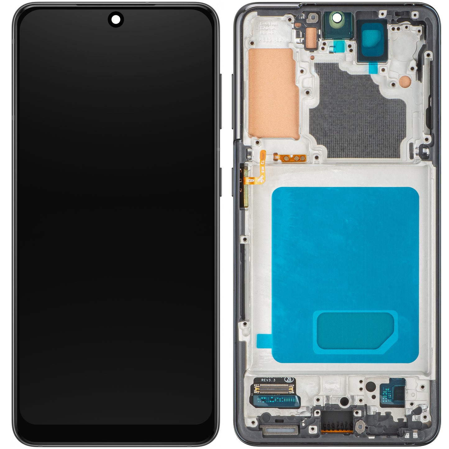MP Touchscreen-Display kompatibel mit Samsung Galaxy S21 5G G991, mit Rahmen, Schwarz, Wiederaufbereitet