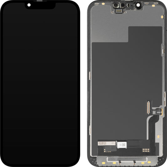 MP Touchscreen-Display kompatibel mit Apple iPhone 13, mit Rahmen, Soft-Version OLED FHD Diagnostic, Schwarz, Wiederaufbereitet