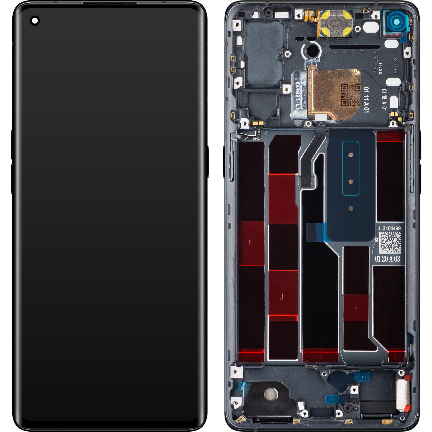 Display mit Touchscreen Oppo Reno4 Pro 5G, mit Rahmen, Schwarz (Space Black), Service Pack 4904736