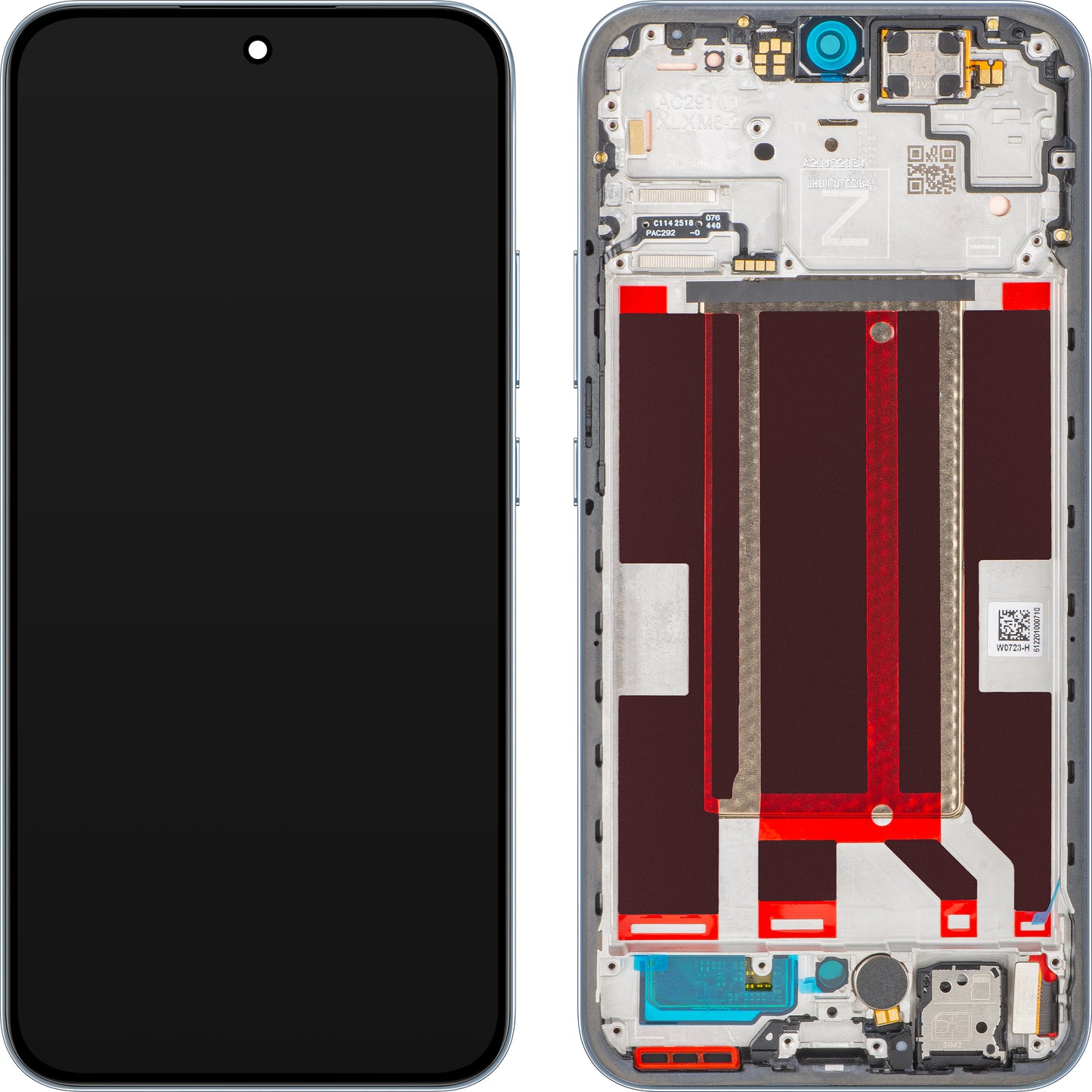 Display mit Touchscreen Oppo Reno14 FS 5G / Reno14 F, mit Rahmen, Blau (Opal Blue), Service Pack 621029000593