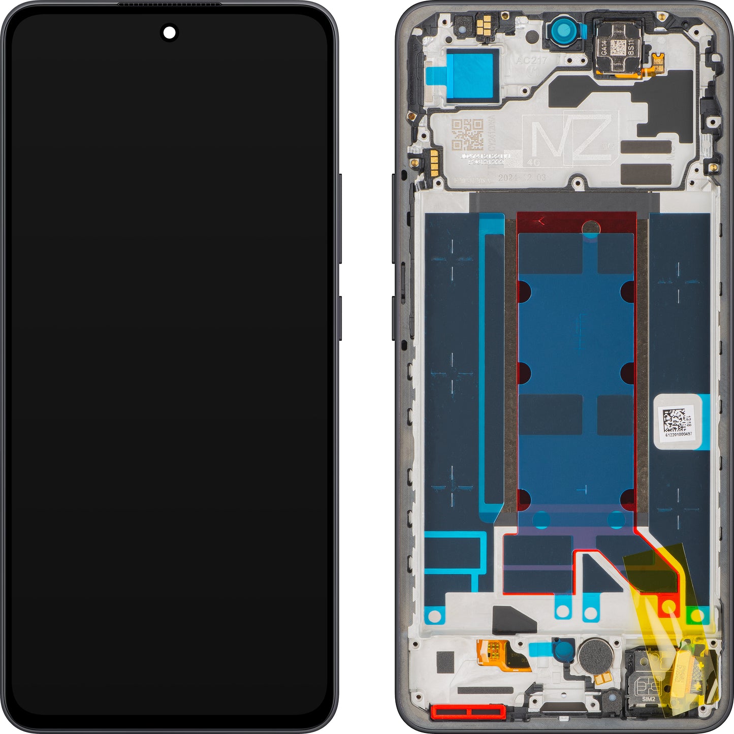 Display mit Touchscreen Oppo Reno13 FS 5G / Reno13 F, mit Rahmen, Grau (Graphite Grey), Service Pack 621029000449