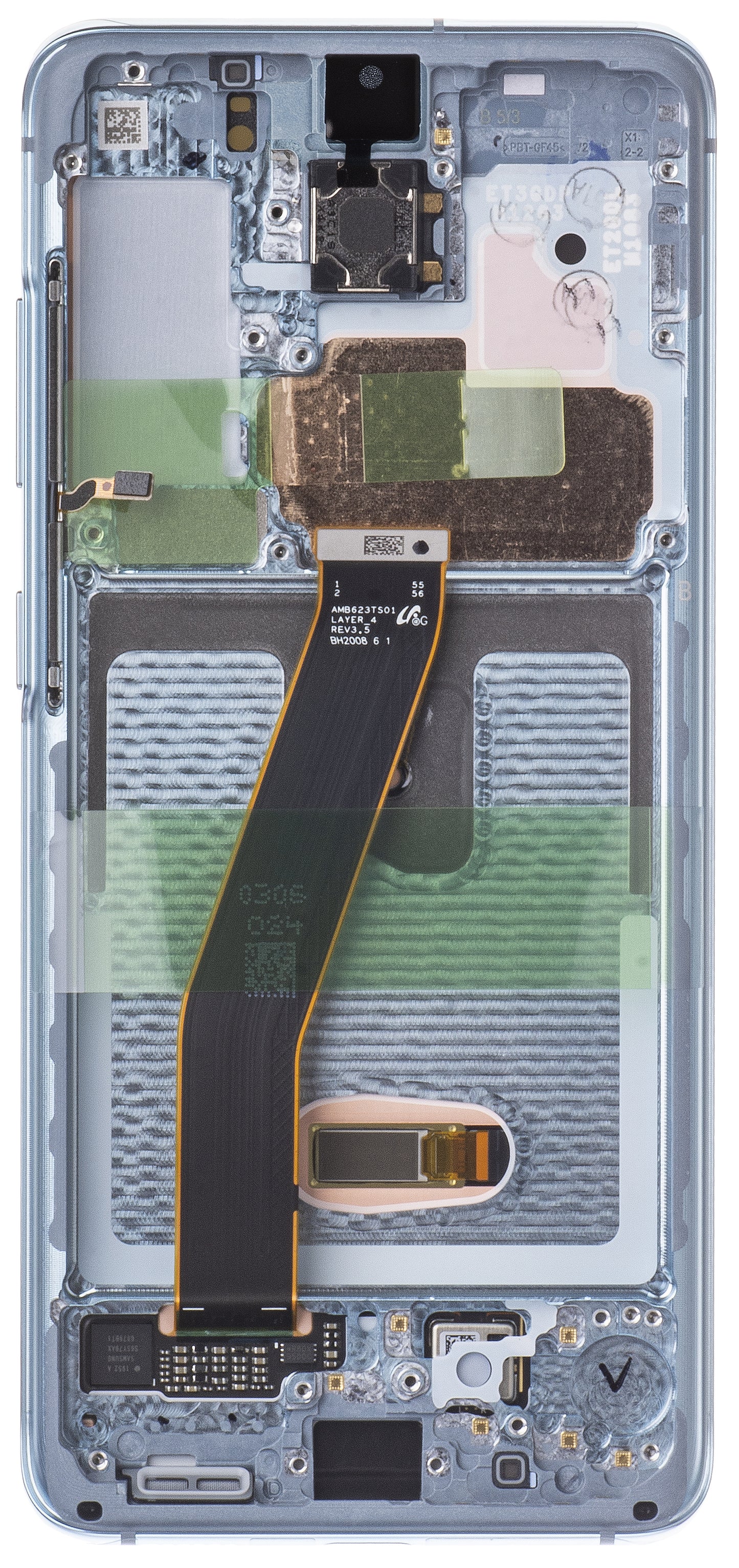 Touchscreen Display Samsung Galaxy S20 5G G981 / S20 G980, mit Rahmen, Blau, Service Pack GH82-31432D