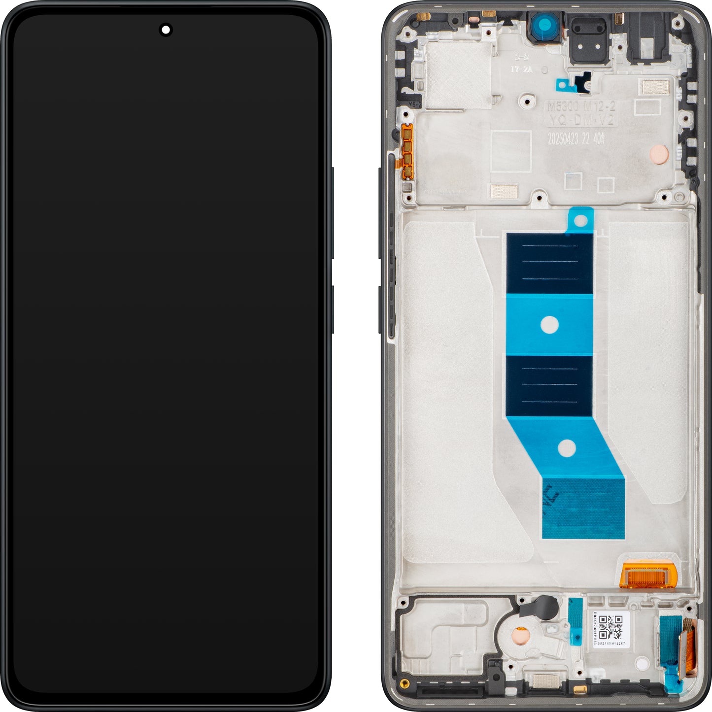 Display mit Touchscreen Xiaomi Redmi Note 14 5G, mit Rahmen, Schwarz (Midnight Black), Service Pack 56002000O1700