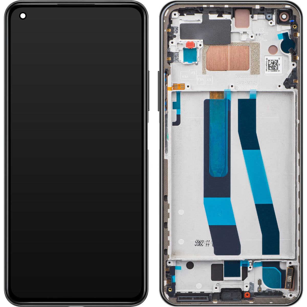 Touchscreen-Display Xiaomi 11 Lite 5G NE, mit Rahmen, Schwarz (Truffle Black), Swap 5600030K9D00