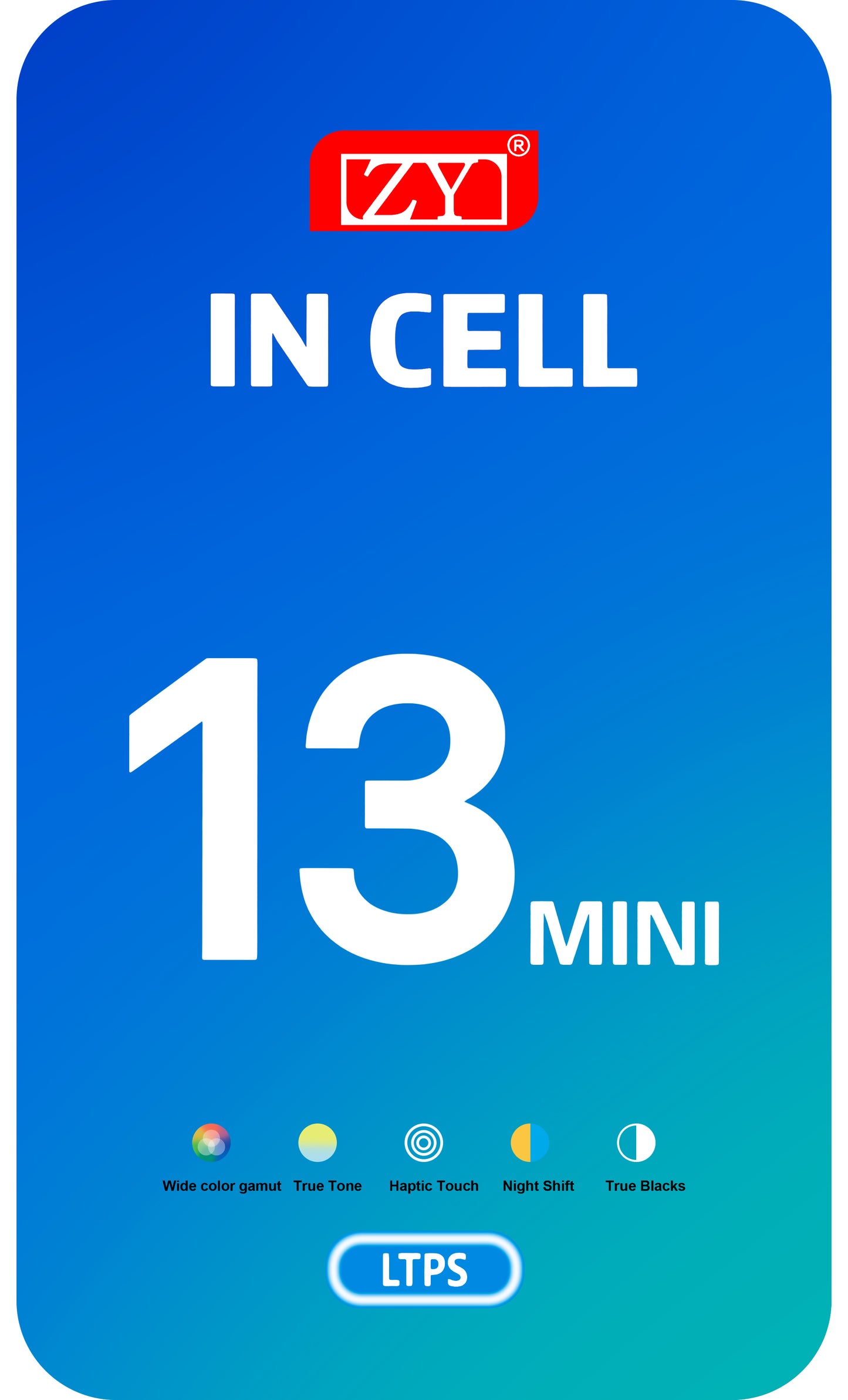 ZY Touchscreen Display für Apple iPhone 13 mini, mit Rahmen, LCD In-Cell IC beweglich, Schwarz