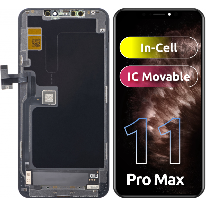 ZY Touchscreen Display for Apple iPhone 11 Pro Max, with Frame, In-Cell IC Movable LCD Version, Black