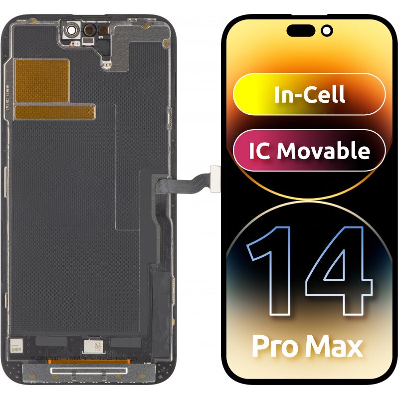 ZY Touchscreen-Display für Apple iPhone 14 Pro Max, mit Rahmen, LCD In-Cell IC beweglich Version, Schwarz