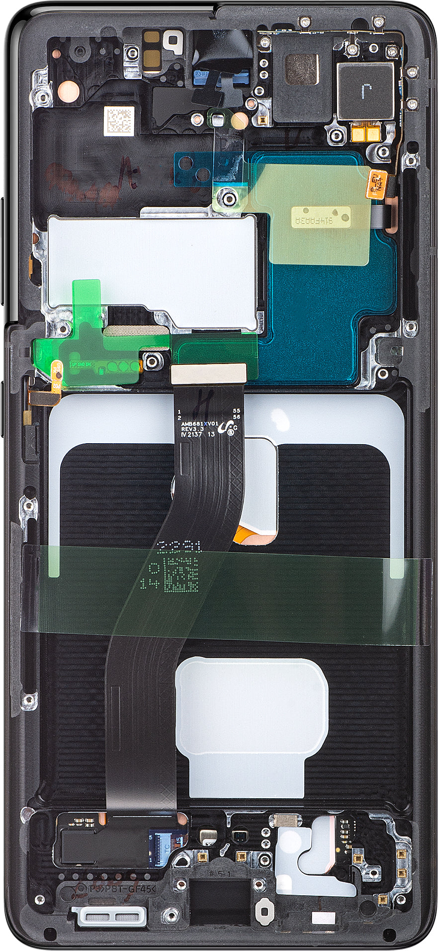 Samsung Galaxy Galaxy S21 Ultra 5G G998 Touchscreen Display with Frame, Black, Service Pack GH82-26035A