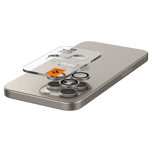 Rückkamera-Schutzfolie Spigen EZ FIT für Apple iPhone 15 Pro Max / 15 Pro, glasgeschützt, Set 2 Stück, grau AGL07163