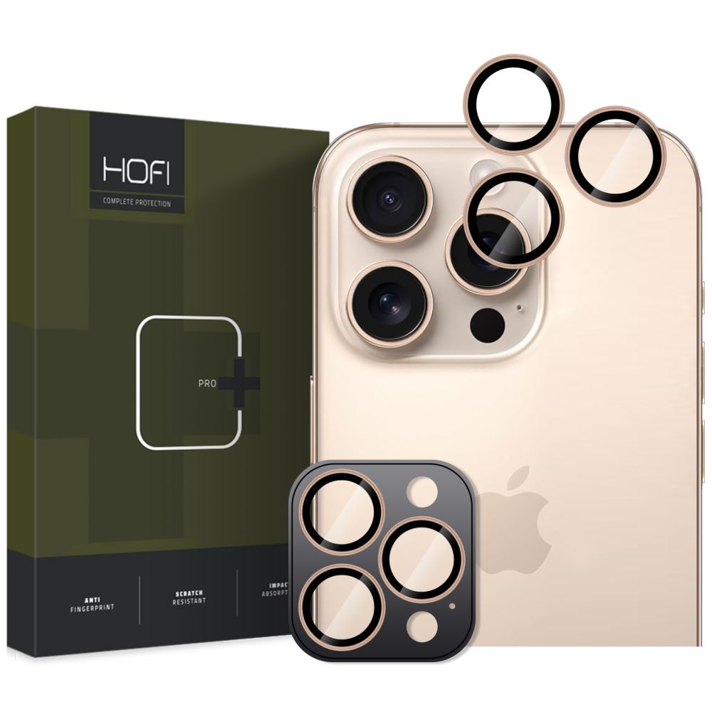 Schutzfolie für die Rückkamera HOFI CamRing PRO+ für Apple iPhone 17 Pro / 16 Pro Max / 16 Pro, Gehärtetes Glas, Goldfarben