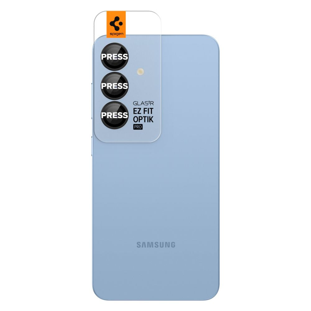 Schutzfolie für die Rückkamera Spigen GlastR EZ FIT Optik Pro HD für Samsung Galaxy S25 S931, gehärtetes Glas, Set mit 2 Stück, Schwarz AGL09092