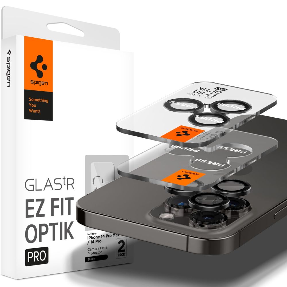 Schutzfolie für die Rückkamera Spigen GlastR EZ FIT Optik Pro für Apple iPhone 17 Pro Max, Gehärtetes Glas, Set mit 2 Stück, Schwarz AGL05205