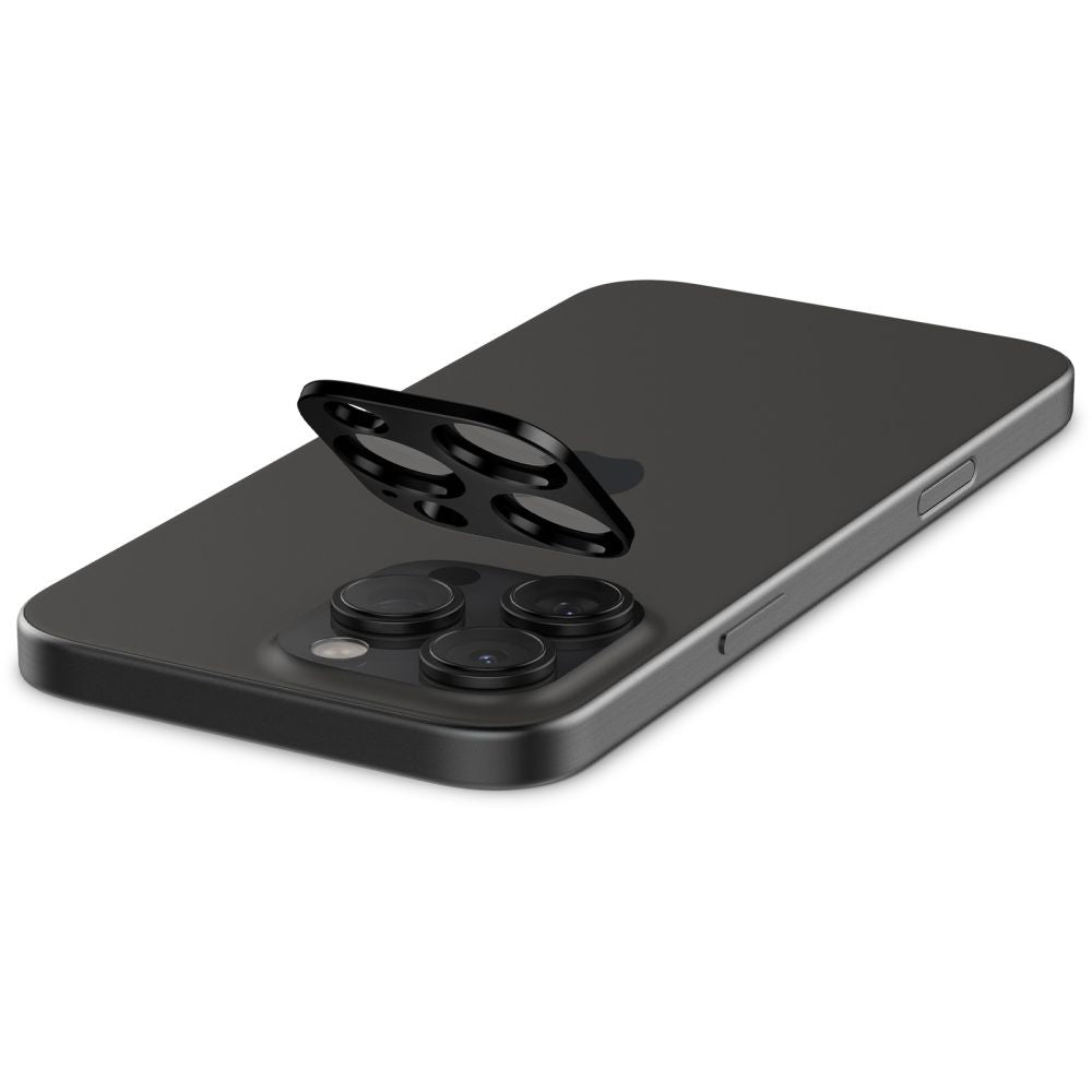Schutzfolie für die Rückkamera Spigen GlastR Optik für Apple iPhone 16 Pro Max, gehärtetes Glas, Set mit 2 Stück, Schwarz AGL05273