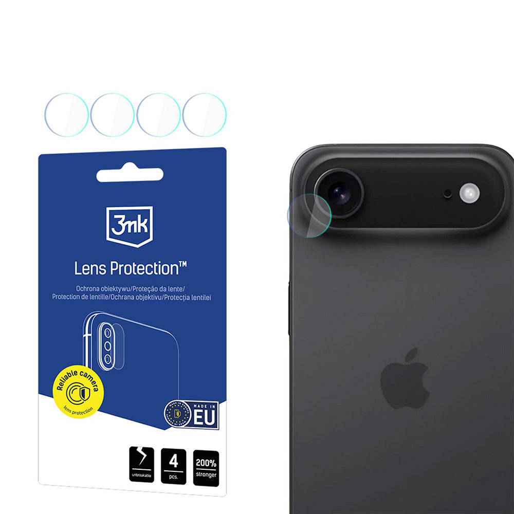 Schutzfolie Rückkamera 3MK Protection für Apple iPhone 17 Air, Flexibles Glas, Set 4 Stück, Transparent