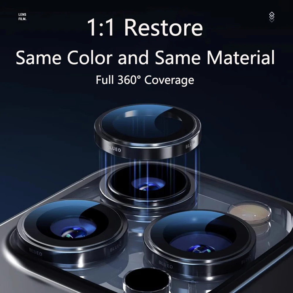 Blueo 99 Anti-Reflektierende HD Rückkamera-Schutzfolie für Apple iPhone 16 Pro Max / 16 Pro, Sicherheitsglas, Silber
