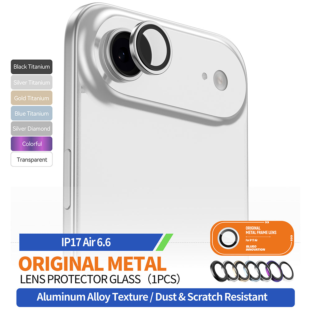 Schutzfolie Blueo Metal Frame für die Rückkamera des Apple iPhone 17 Air, gehärtetes Glas, Silberfarben
