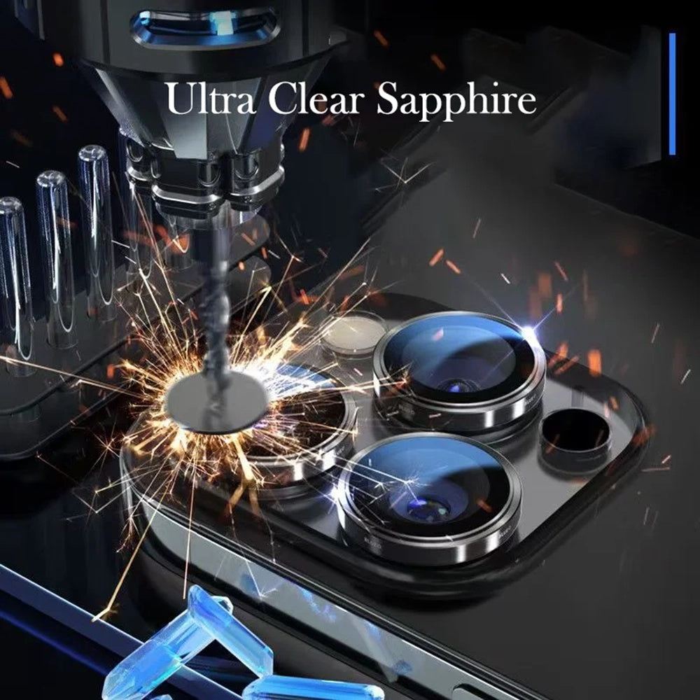 Blueo Sapphire Crystal Rückkamera-Schutzfolie für Apple iPhone 16 Pro Max / 16 Pro, gehärtetes Glas, Metallic Grau