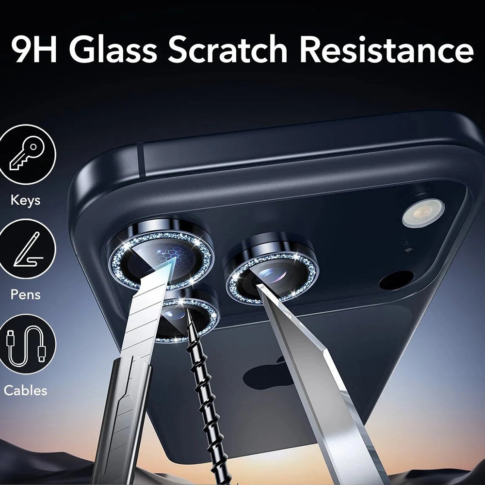 ESR Glitter Diamond Armorite Rear Camera Protector for Apple iPhone 17 Pro Max / 17 Pro, Tempered Glass, Dark Blue