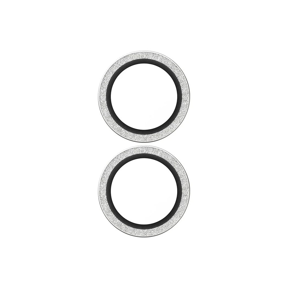 Schutzfolie für die Rückkamera PanzerGlass Hoops Glitter für Apple iPhone 17 / 16 Plus / 16, gehärtetes Glas, Silberfarben
