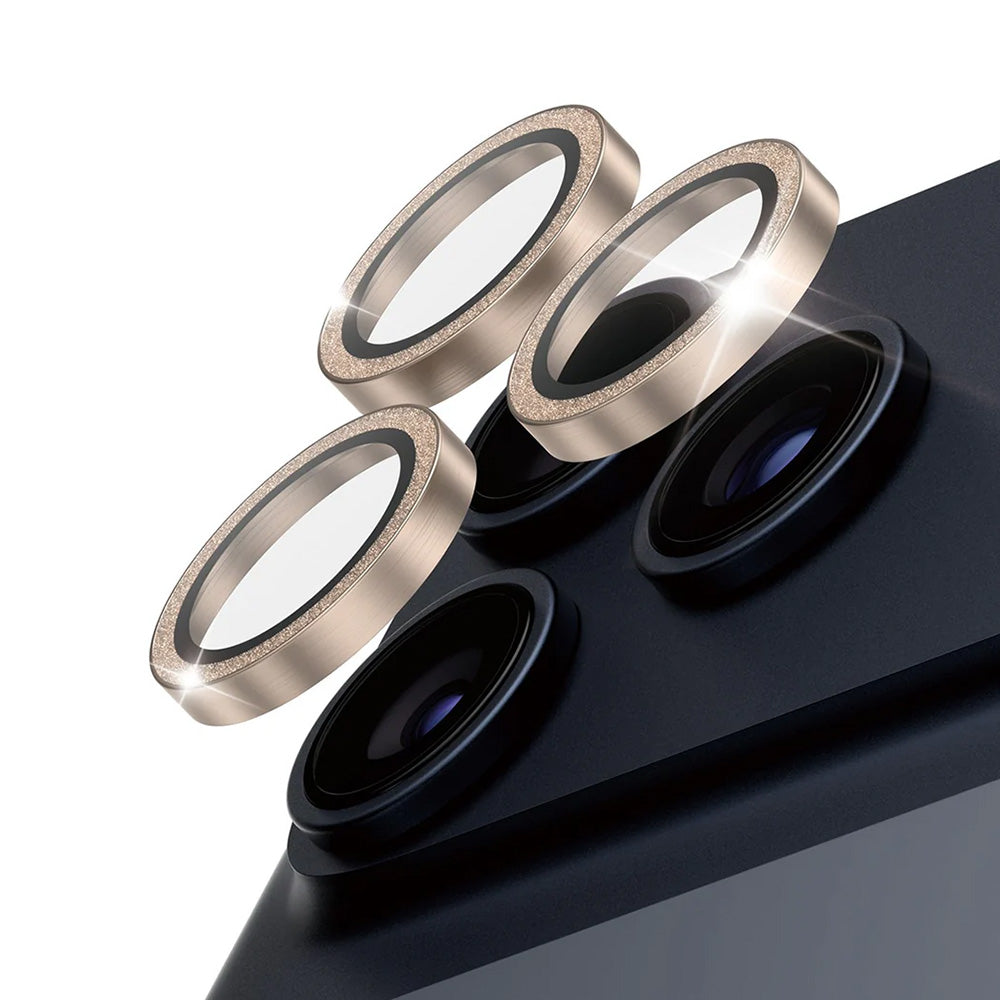 Schutzfolie PanzerGlass Hoops Glitter für die Rückkamera des Apple iPhone 17 Pro Max / 17 Pro / 16 Pro Max / 16 Pro, gehärtetes Glas, Goldfarben