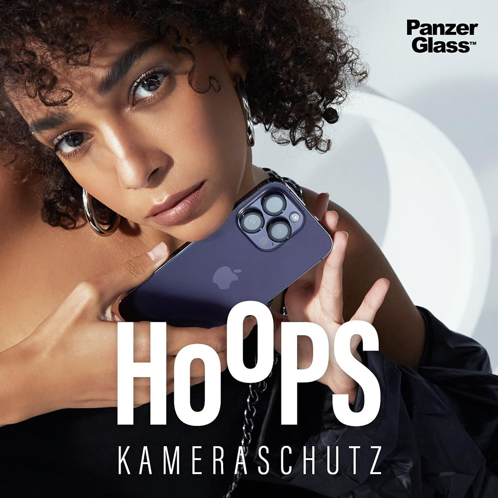 Schutzfolie PanzerGlass Hoops Glitter für die Rückkamera des Apple iPhone 17 Pro Max / 17 Pro / 16 Pro Max / 16 Pro, gehärtetes Glas, Goldfarben