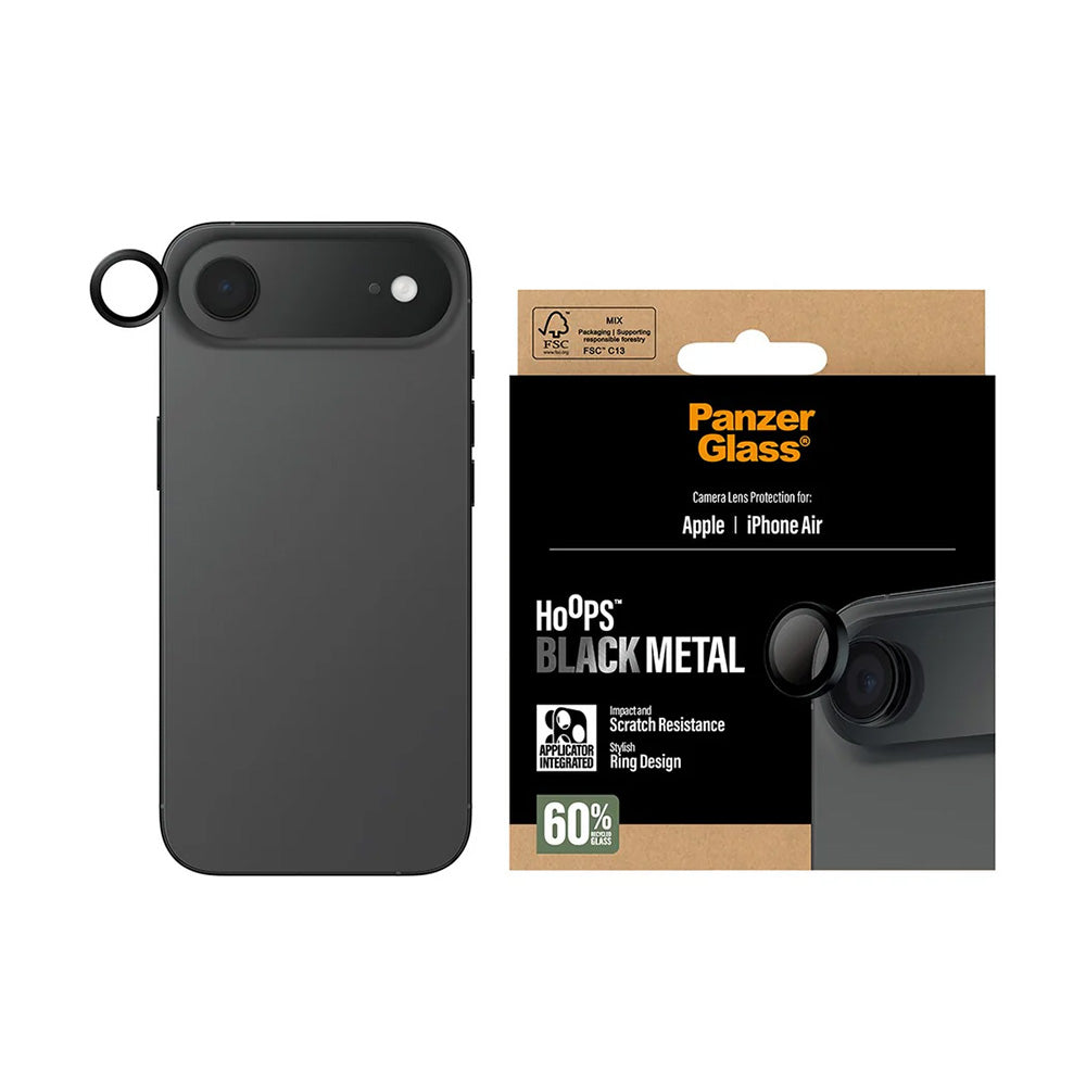 Schutzfolie PanzerGlass Hoops für die Rückkamera des Apple iPhone 17 Air, gehärtetes Glas, Schwarz