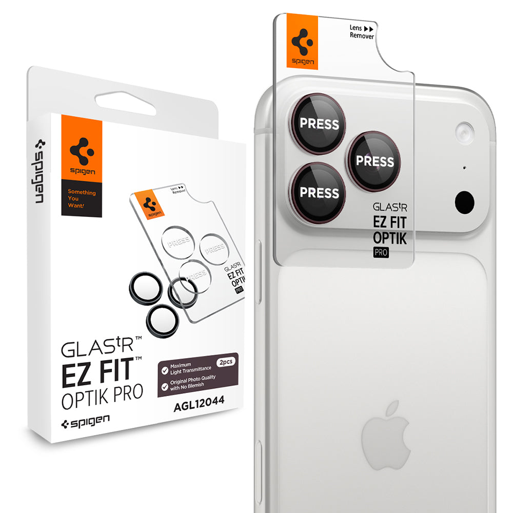 Schutzfolie für die Rückkamera Spigen GlastR EZ FIT Optik Pro für Apple iPhone 18 Pro / 18 Pro Max, gehärtetes Glas, 2er-Set, Weinrot