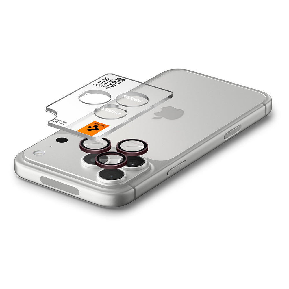 Schutzfolie für die Rückkamera Spigen GlastR EZ FIT Optik Pro für Apple iPhone 18 Pro / 18 Pro Max, gehärtetes Glas, 2er-Set, Weinrot
