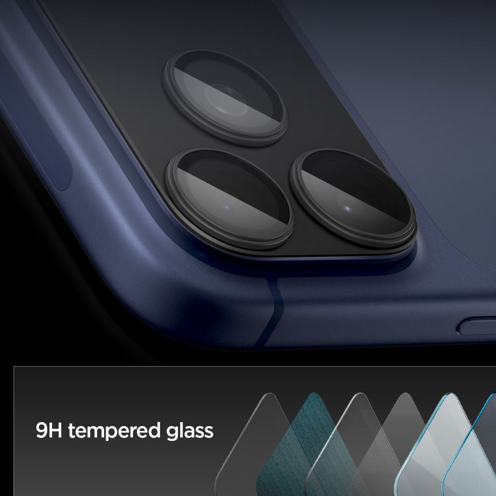 Back Camera Protection Film Spigen GlastR EZ FIT Optik Pro XL for Apple iPhone 17 Pro, Tempered Glass, Black AGL10644