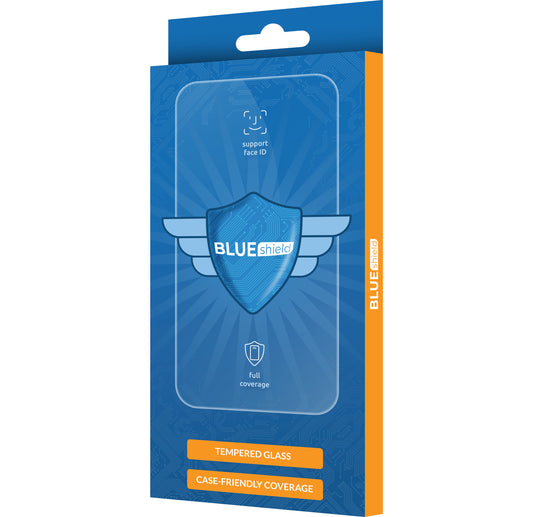 BLUE Shield Displayschutzfolie für Samsung Galaxy A04e A042 / A04 A045 / A04s A047, Glasschutzfolie, Vollverklebung, Case Friendly, Schwarz