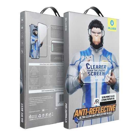 Mr. Monkey Glass Screen Protector for Apple iPhone 16, Glass Shield, Full Glue, 5D, Black