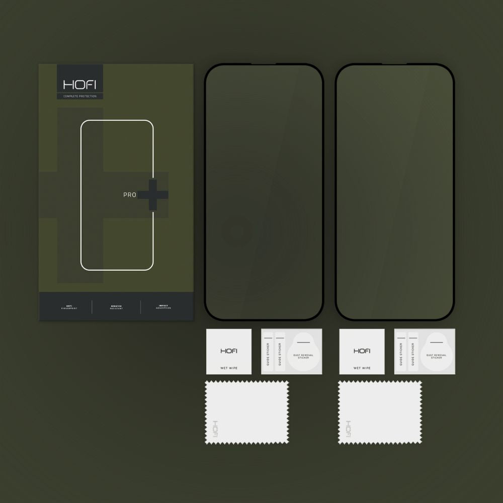 Schutzfolie HOFI Glass PRO+ für Apple iPhone 16, Gehärtetes Glas, Vollverklebung, Set mit 2 Stück, 2.5D, Schwarz