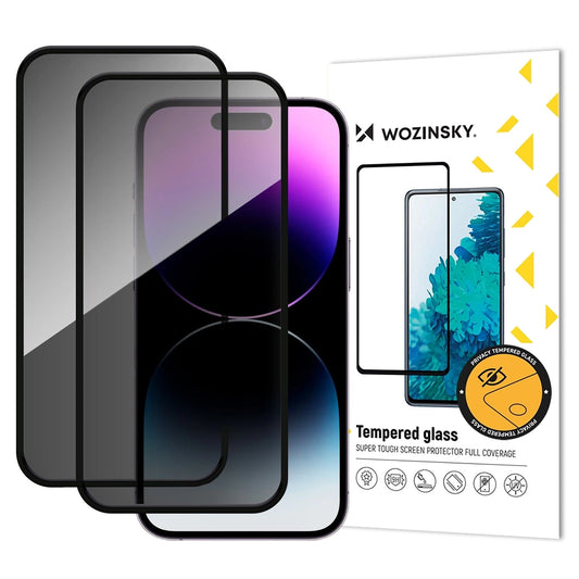 Schutzfolie Privacy WZK AntiSpy für Apple iPhone 17 / 16 Pro, Gehärtetes Glas, Vollverklebung, Set 2 Stück