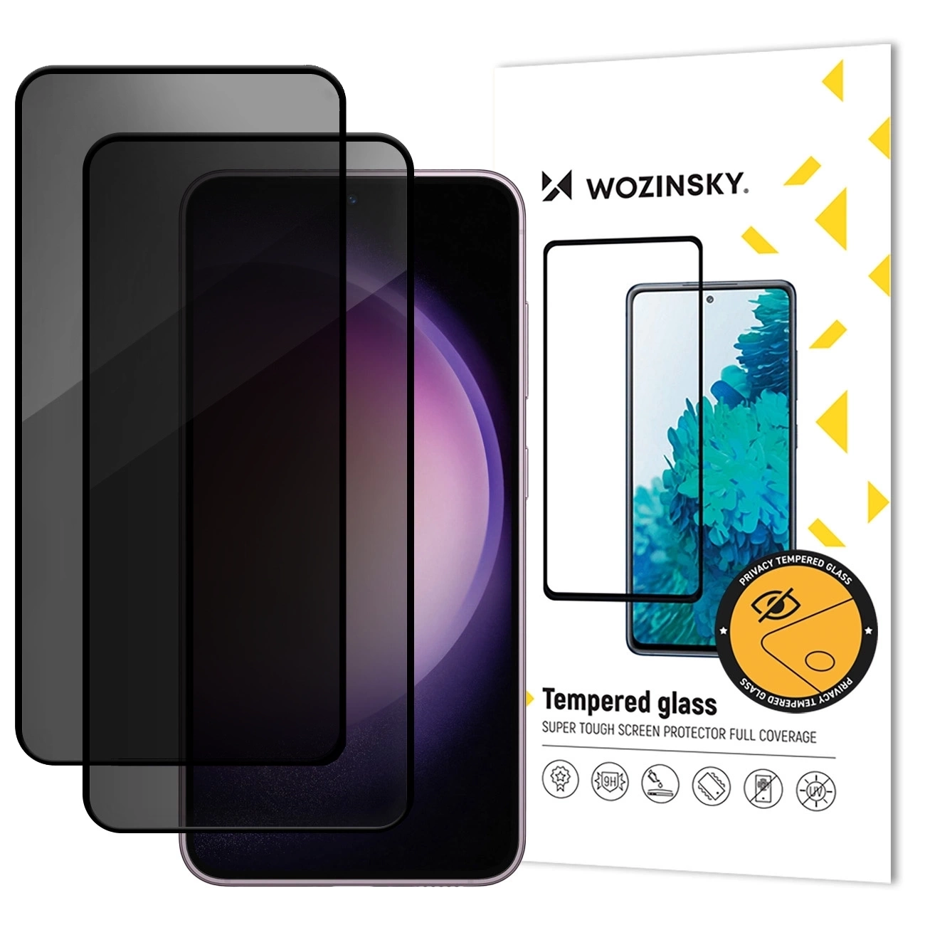 Privacy-Schutzfolie WZK AntiSpy für Samsung Galaxy S25 FE, gehärtetes Glas, Vollklebung, 2er-Set