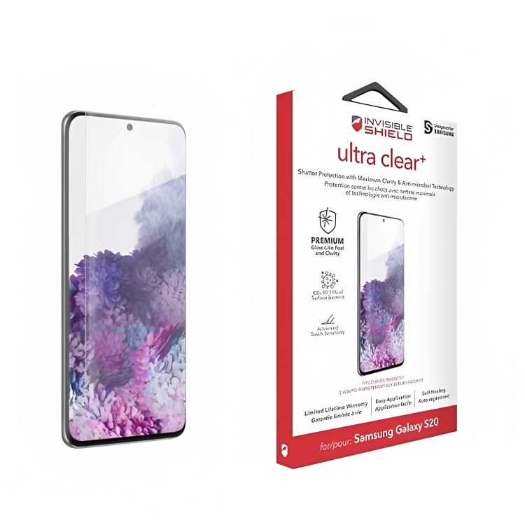 Zagg Ultra Clear+ Schutzfolie für Samsung Galaxy S20 G980 | Kunststoff | Antimikrobiell