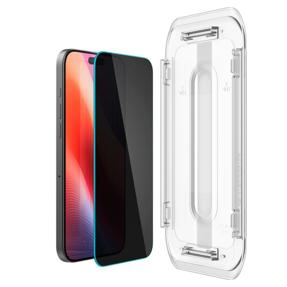 Schutzfolie Privacy Spigen GlastR EZ FIT für Apple iPhone 17 Pro Max / 16 Pro Max, Gehärtetes Glas, Vollverklebung, Set 2 Stück AGL07908