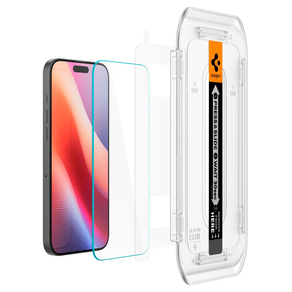 Schutzfolie Spigen GlastR EZ FIT für Apple iPhone 17 Pro Max / 16 Pro Max, gehärtetes Glas, Vollverklebung, Set mit 2 Stück AGL07907