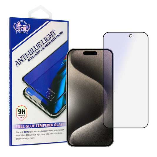 OEM Anti Blue Light Displayschutzfolie für Apple iPhone 16 Plus, Glas abgeschirmt, Vollverklebung, schwarz