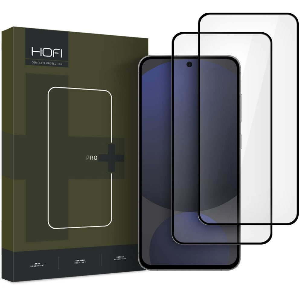 Schutzfolie HOFI Glass PRO+ für Samsung Galaxy S24 FE S721, gehärtetes Glas, Full Glue, Set mit 2 Stück, 2.5D, Schwarz