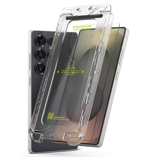 Displayschutzfolie Ringke Easy Slide für Samsung Galaxy S25 Ultra S938, Gehärtetes Glas, Vollverklebung, Set mit 2 Stück