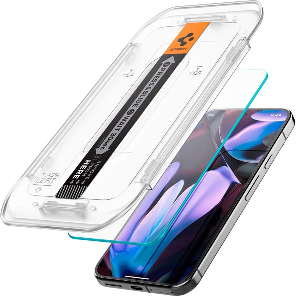 Schutzfolie Spigen GlastR EZ FIT für Google Pixel 9 Pro XL, gehärtetes Glas, Full Glue, Set mit 2 Stück AGL08445